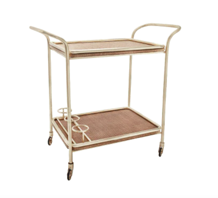 Rattan and Brass Drinks Trolley Main Image